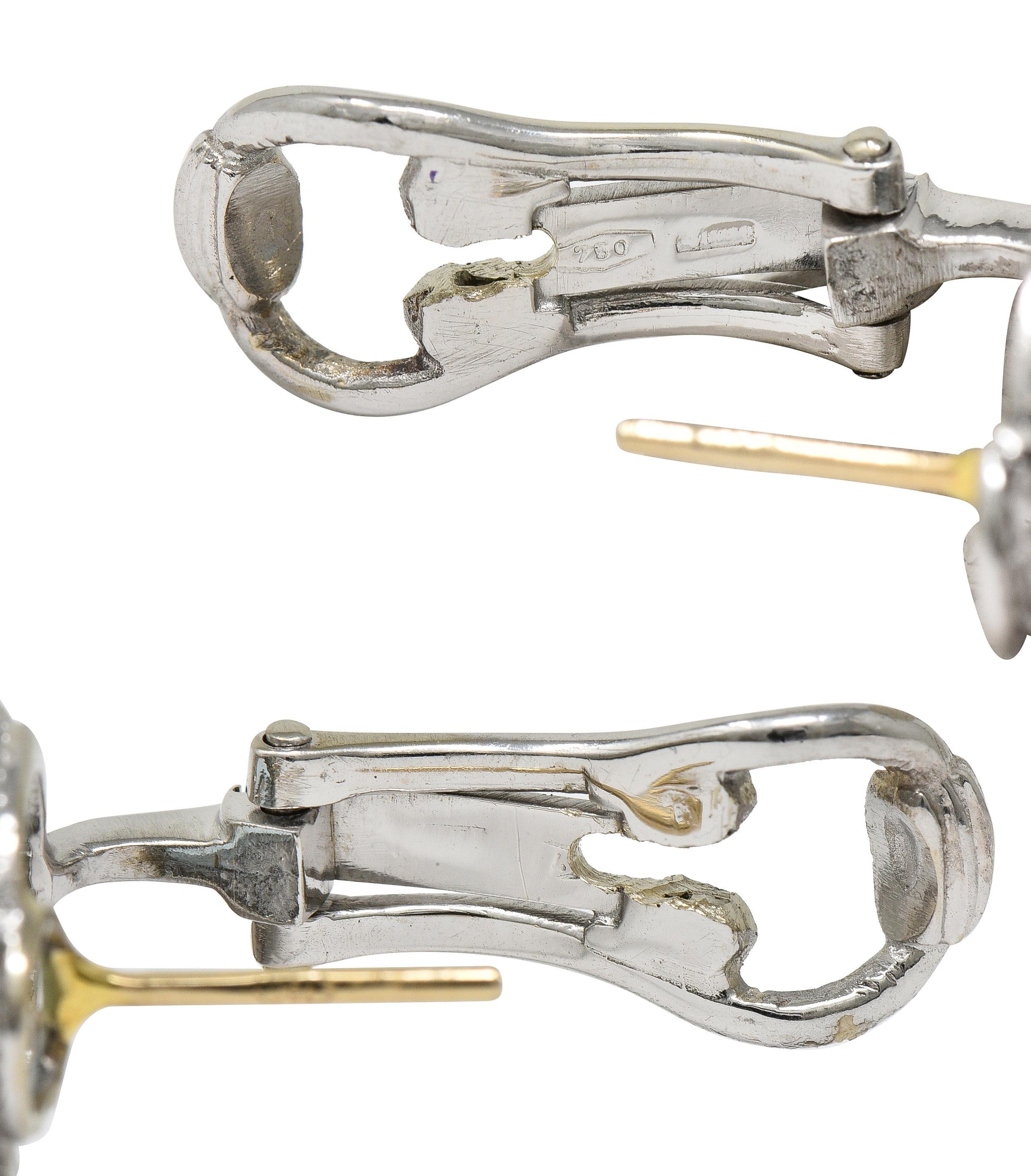 Pendientes Halo Contemporáneos de Diamante Aguamarina 10.00 CTW Oro de Dos Tonos de 18 Kilates en venta 2