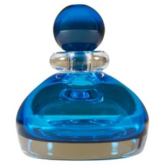 Flacon de parfum contemporain en aigue-marine de Murano