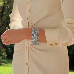 Contemporary Aquamarine Panel Bracelet Set in 18k White Gold