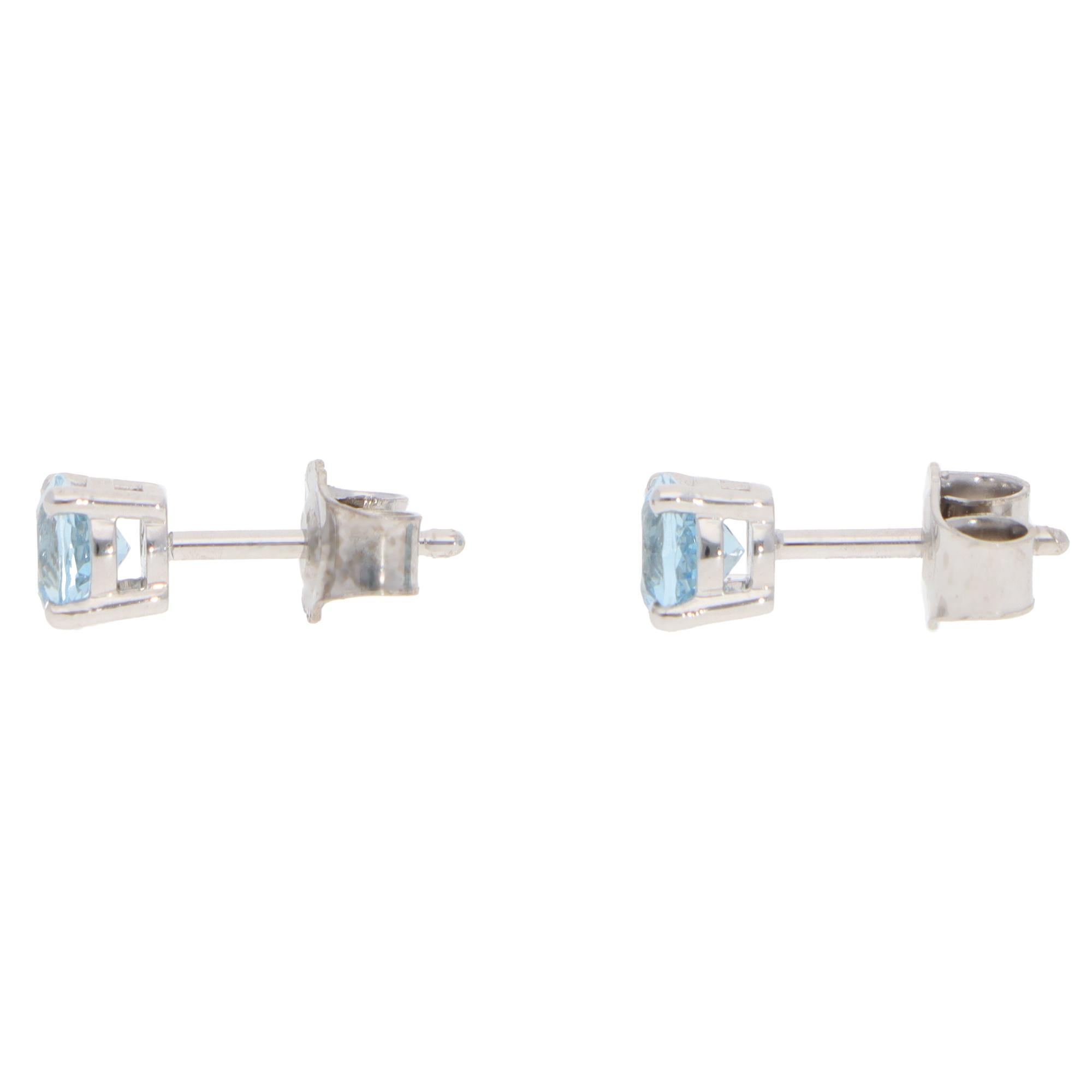 Modern Contemporary Aquamarine Stud Earrings in White Gold