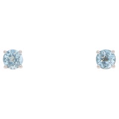 Contemporary Aquamarine Stud Earrings in White Gold