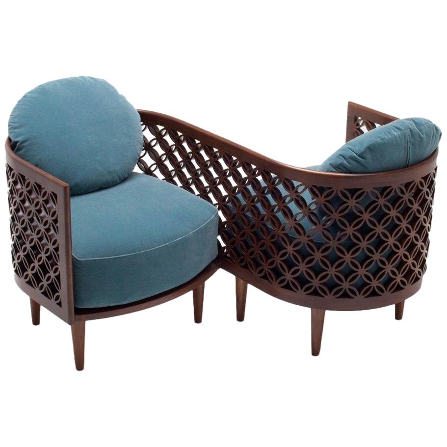 Contemporary Arabesque Loveseat in American Walnut