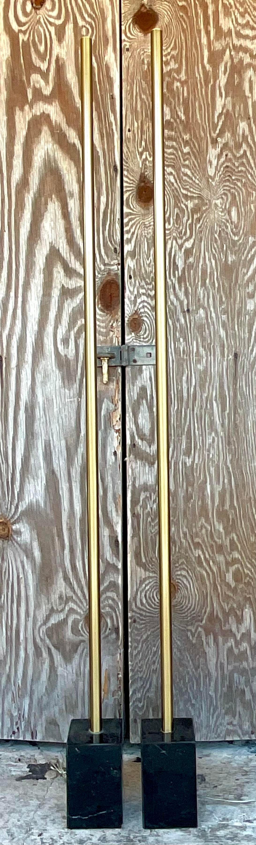 Contemporary Arcadia Collection Tubular Floor Lamps - a Pair In Good Condition In West Palm Beach, FL