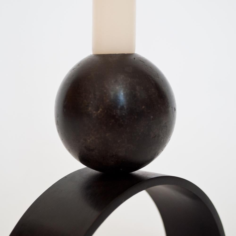 Patinated Contemporary Arch and Ball, Blackened Steel Candleholder, SET of 10 For Sale