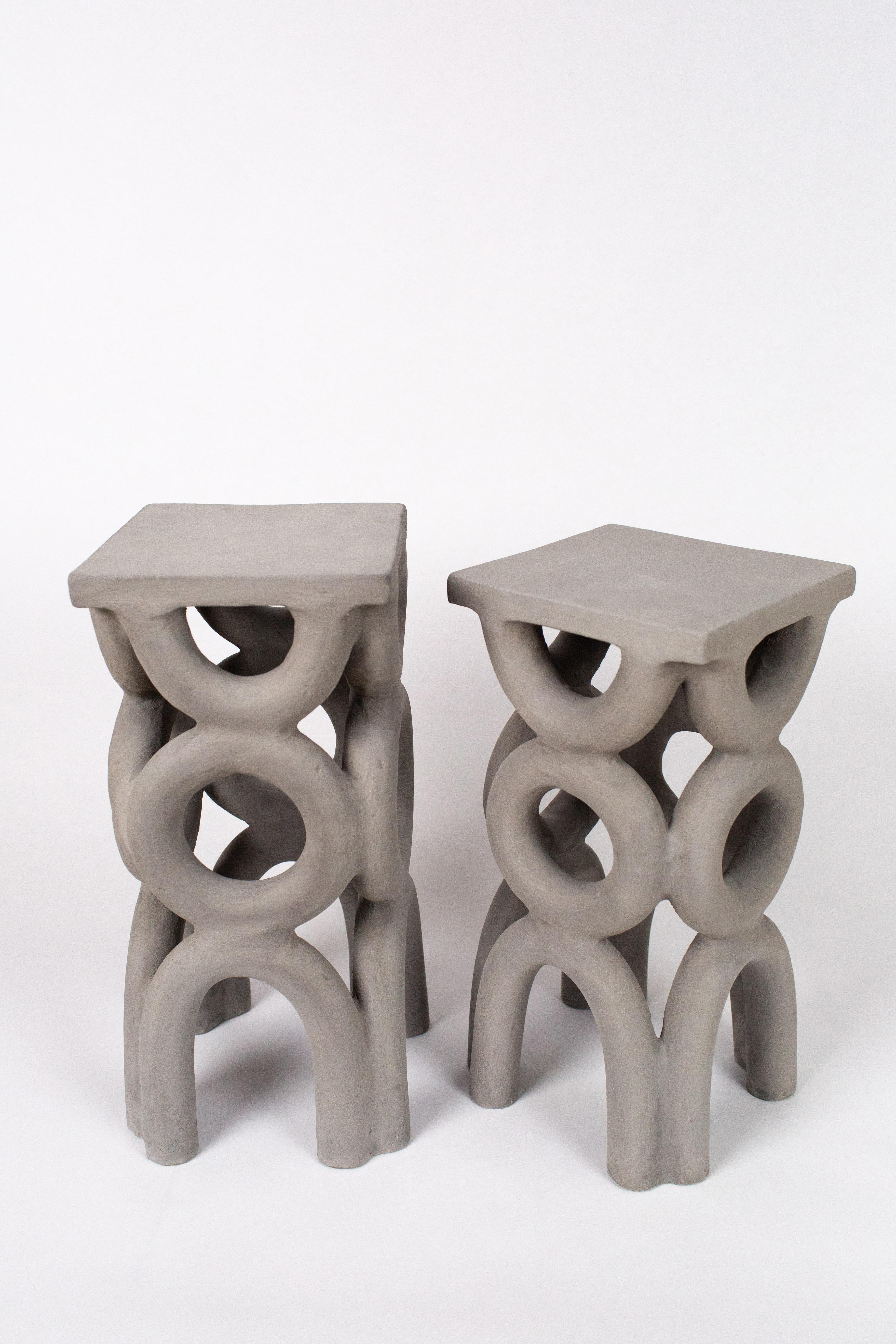 Contemporary Arch Stool in Fired Ceramic For Sale 8