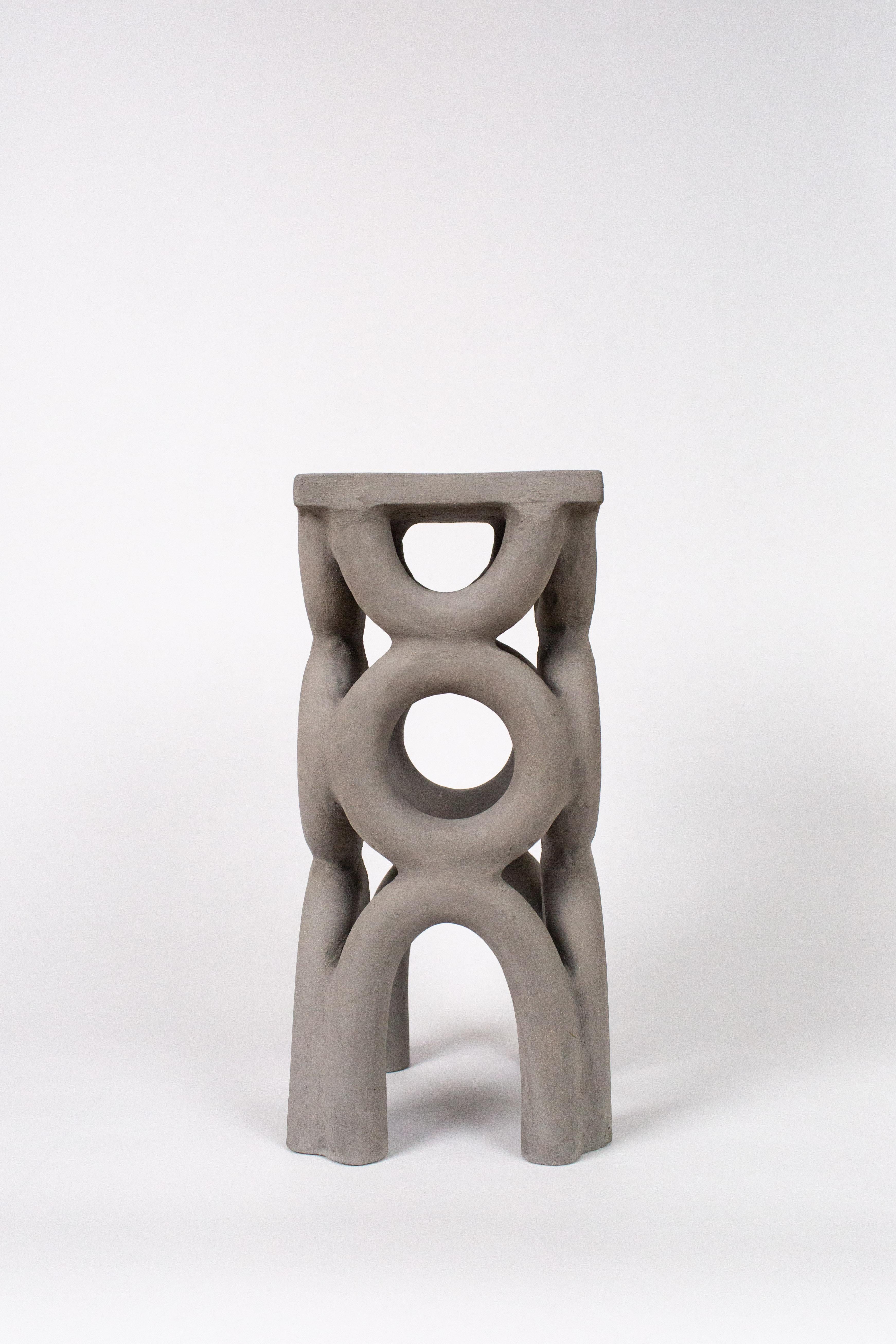 Modern Contemporary Arch Stool in Fired Ceramic For Sale