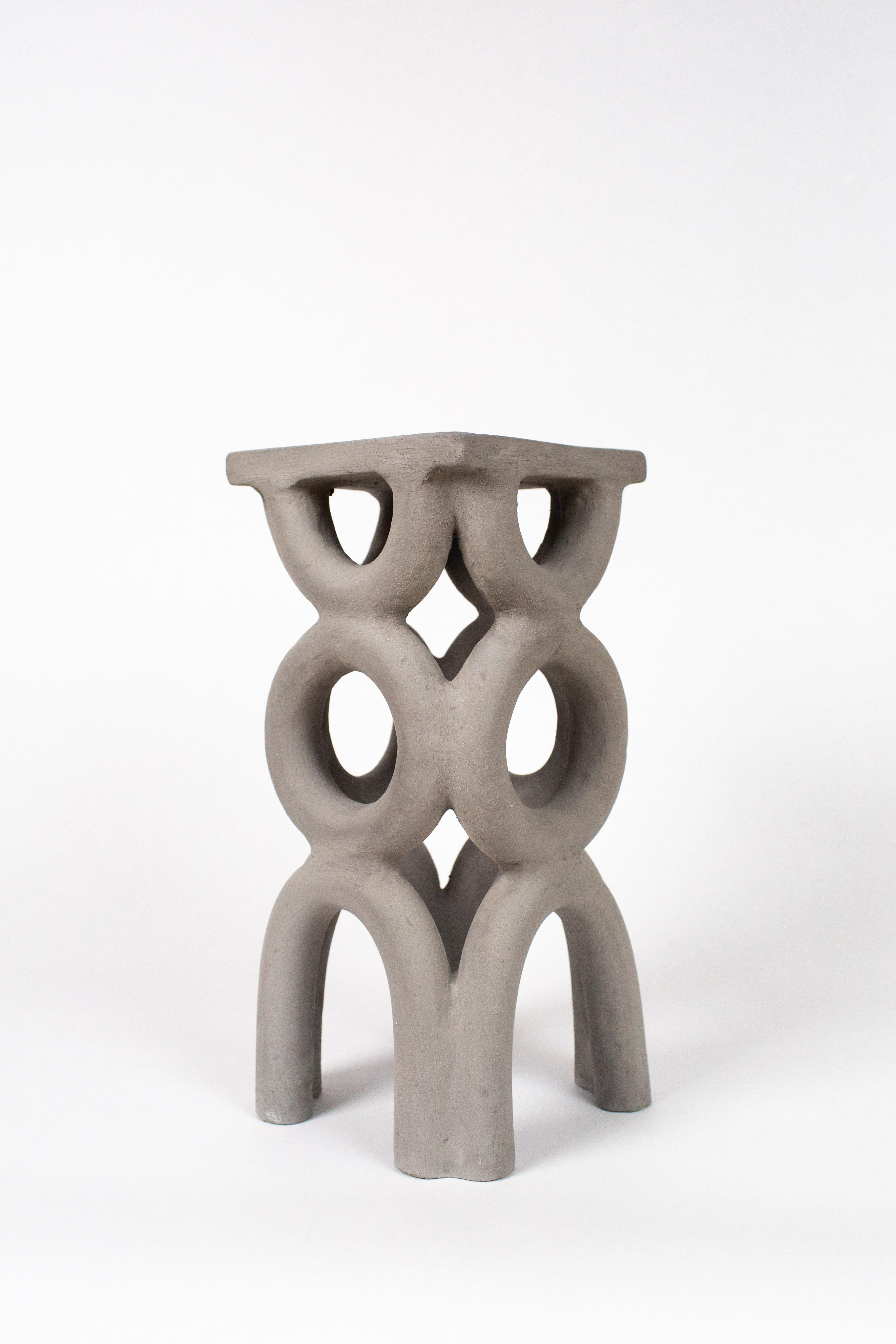 Contemporary Arch Stool in Fired Ceramic For Sale 3