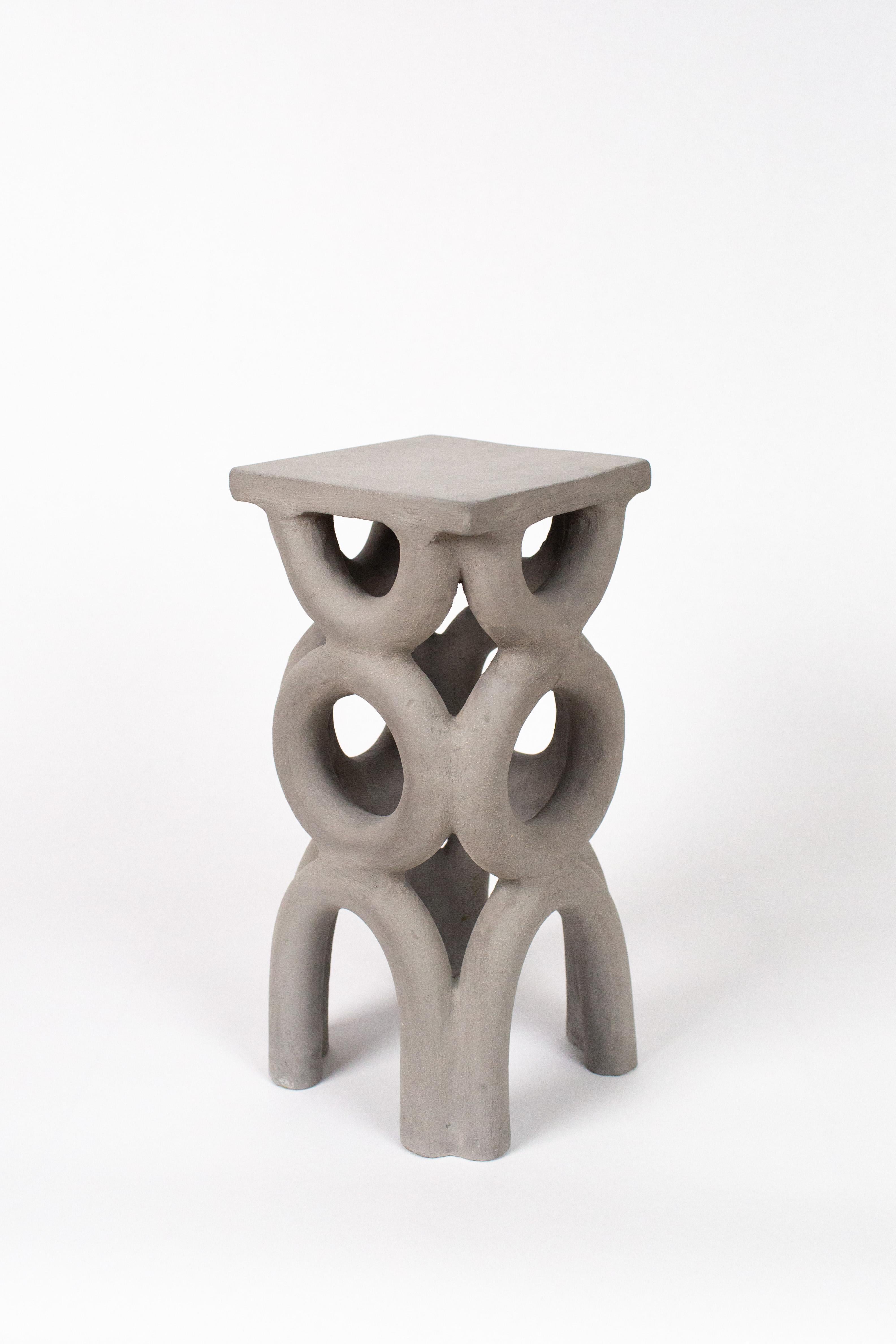 Contemporary Arch Stool in Fired Ceramic For Sale 4