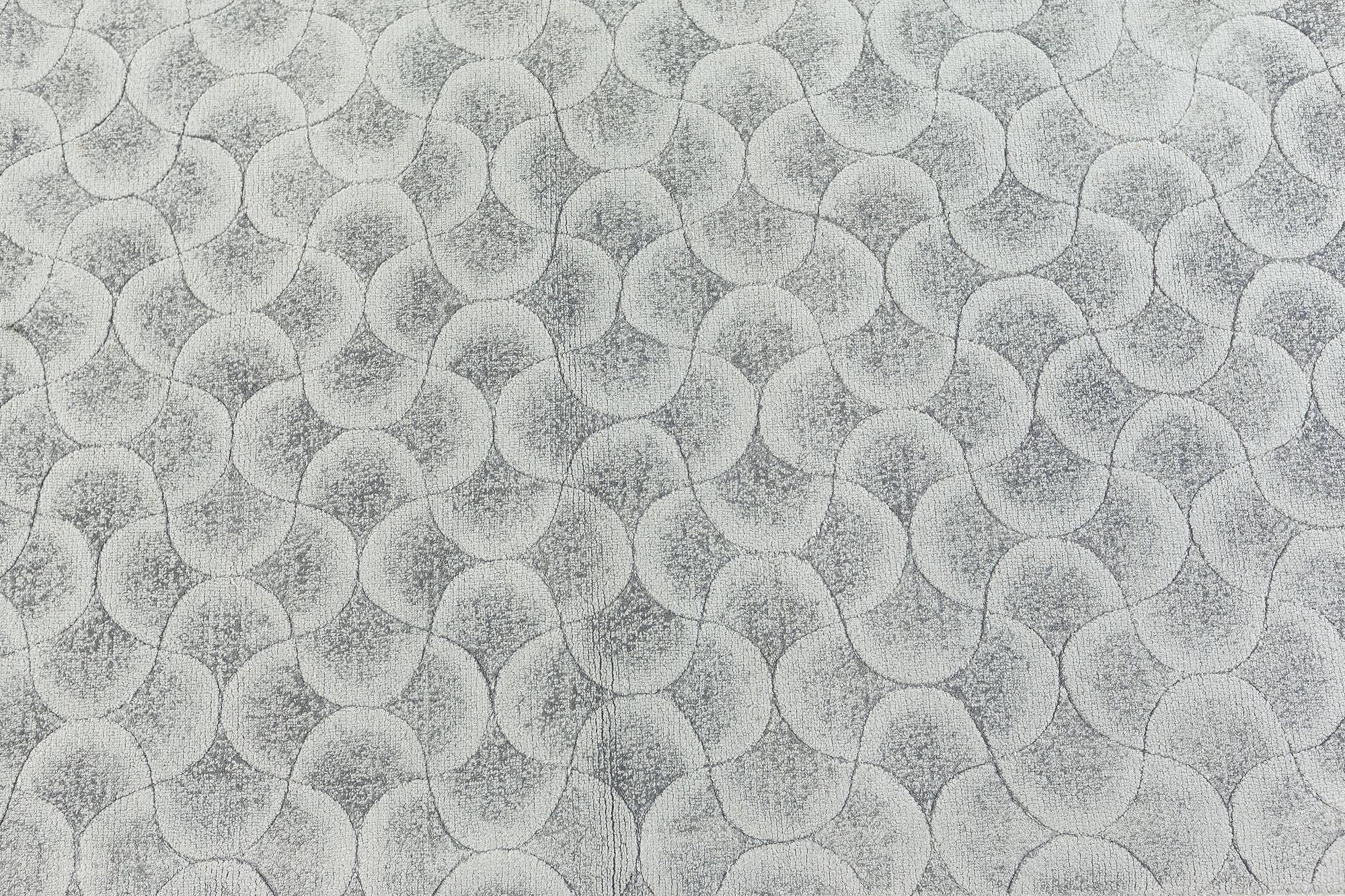 Hand-Knotted Contemporary Arches Silver and Gray Wool Rug by Doris Leslie Blau For Sale