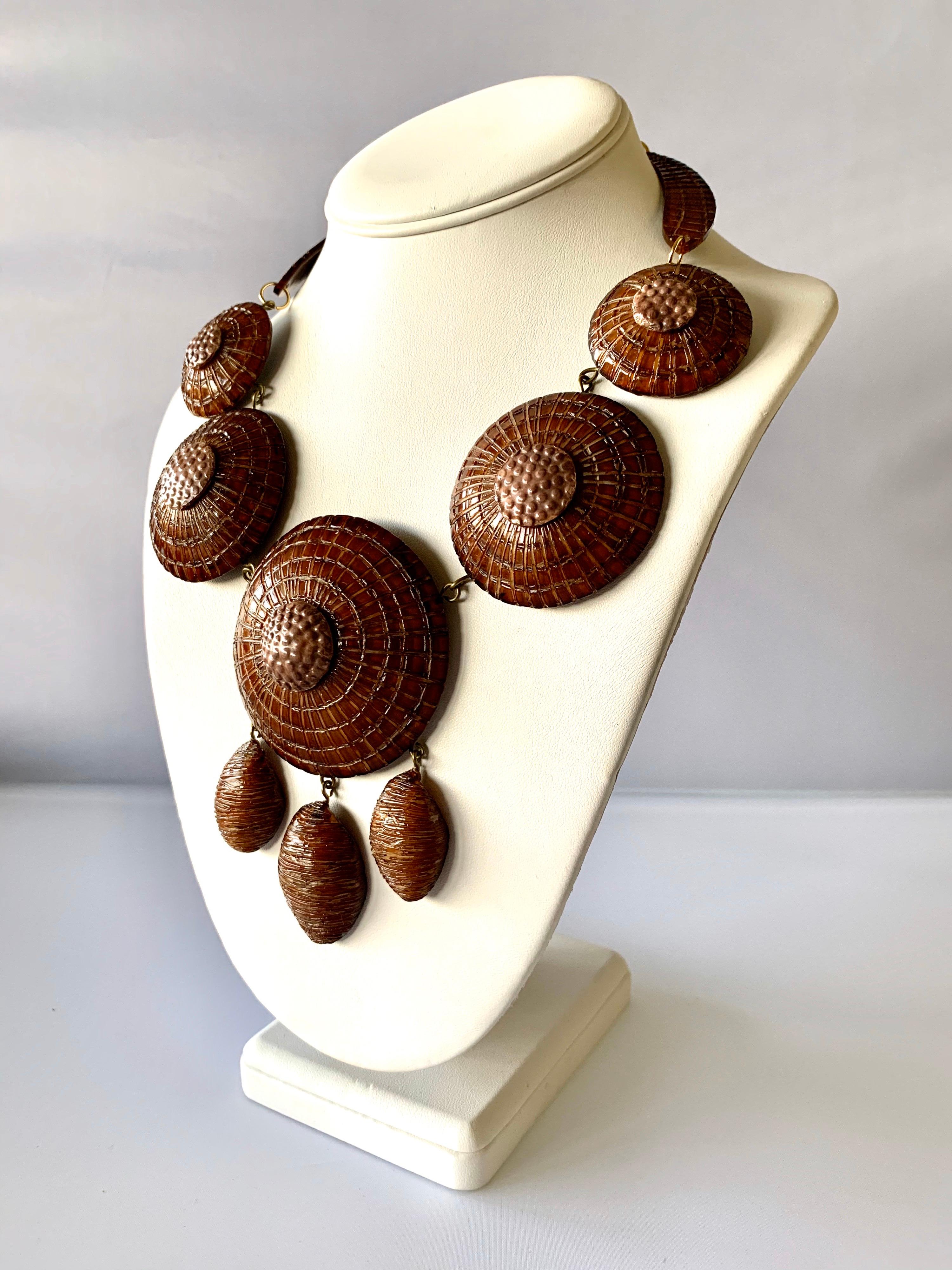 Contemporary Architectural Brown Statement Necklace  In Excellent Condition In Palm Springs, CA