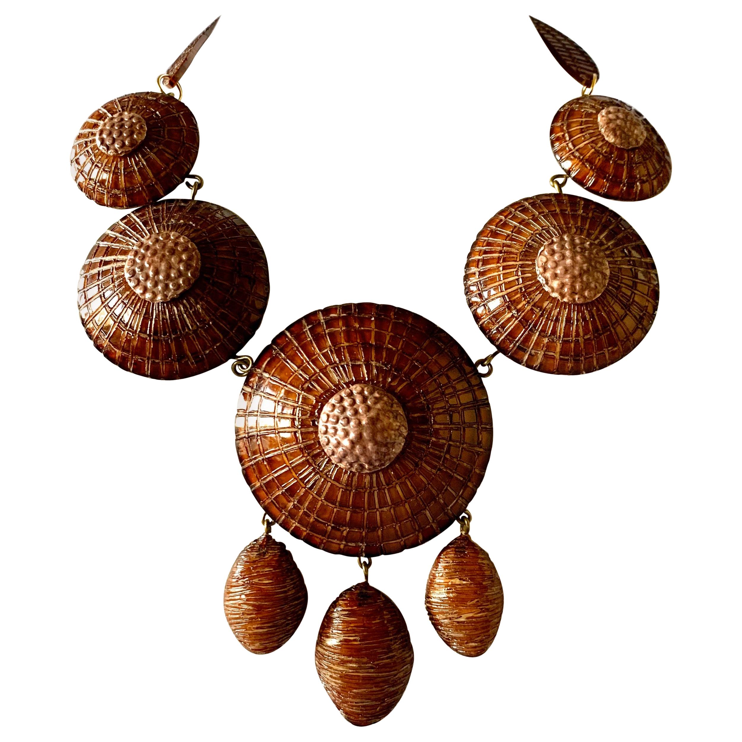 Contemporary Architectural Brown Statement Necklace 