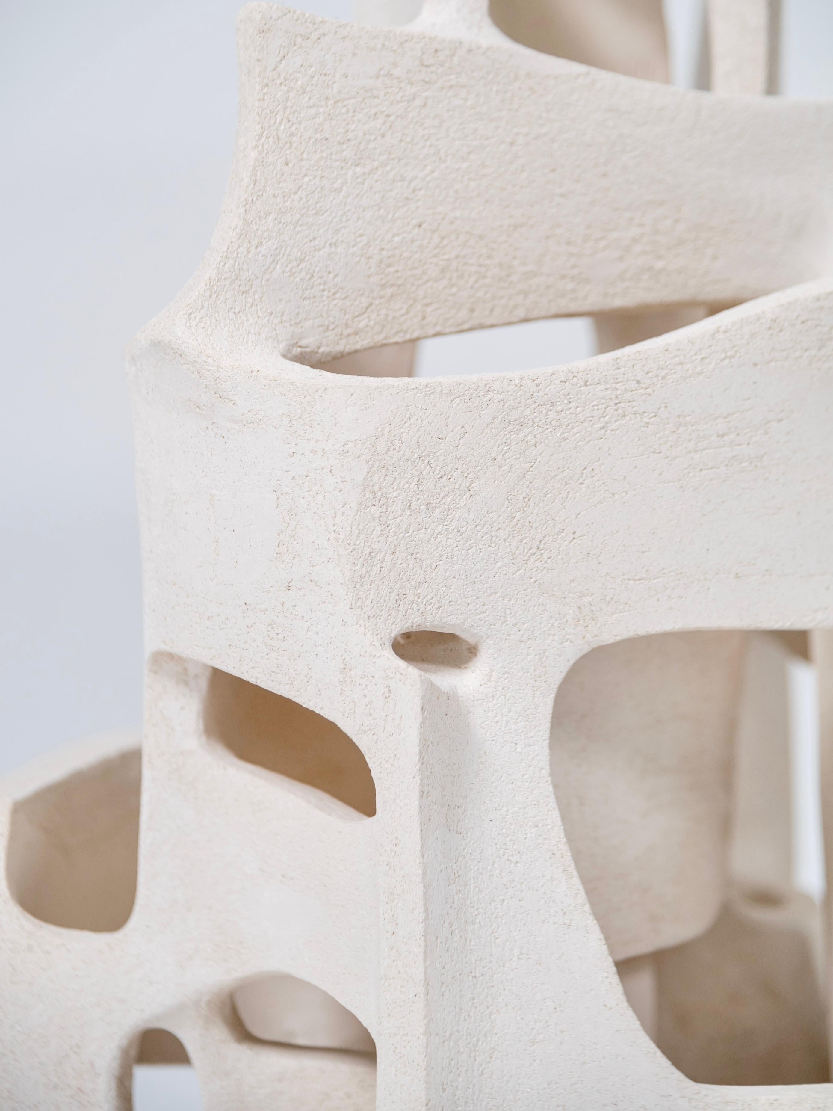 Lampe de table architecturale contemporaine en céramique de Camille Le Dressay en vente 1