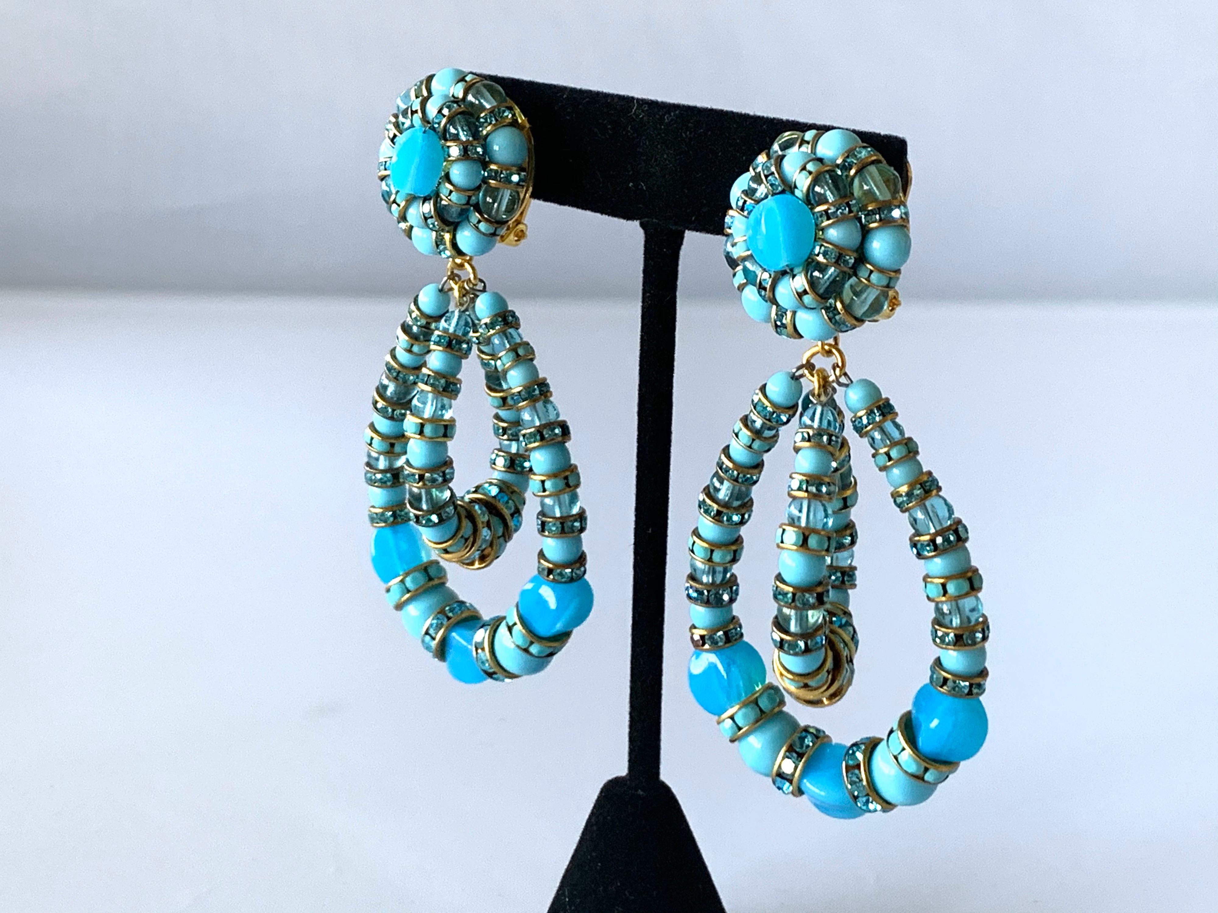 Contemporary Architectural Double Hoop Statement Earrings  In New Condition In Palm Springs, CA