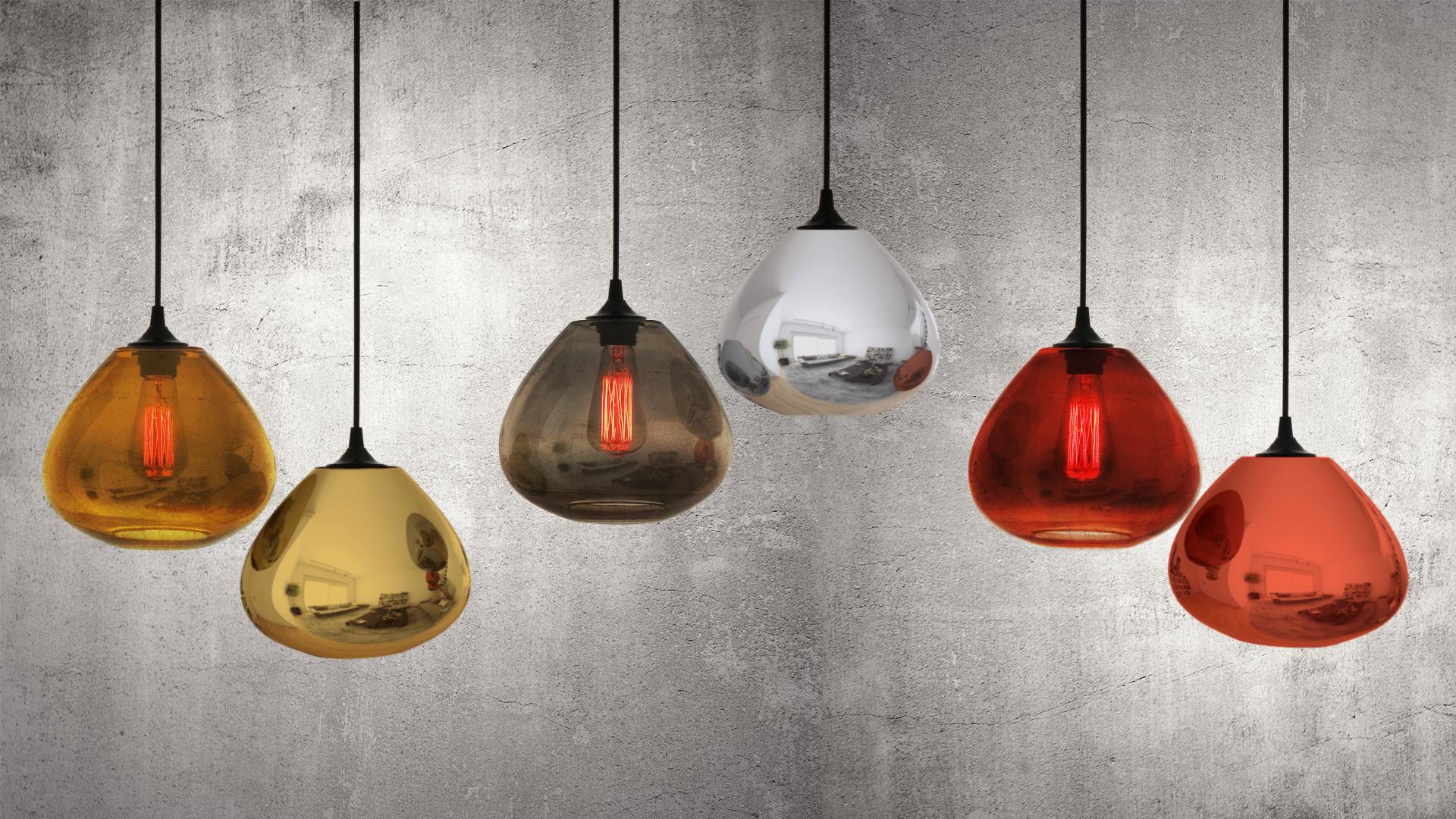 Patinated Contemporary Architectural Hand Blown Warm Metallic Copper Pendant Lamp For Sale