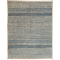 Orley Shabahang "Rain" Contemporary Persian Rug, Blue and Cream, 8' x 10'