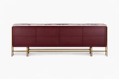 Contemporary Architectural Sideboard In Custom RAL Colors/Antique Brass Base