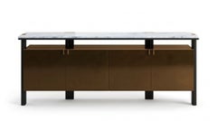 Modernes Sideboard aus satiniertem Bronzelack, Marmor und Messing