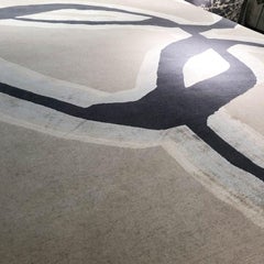 Contemporary Area Rug Abstract in Taupe Grey, Handmade of Silk and Wool, "Crete"