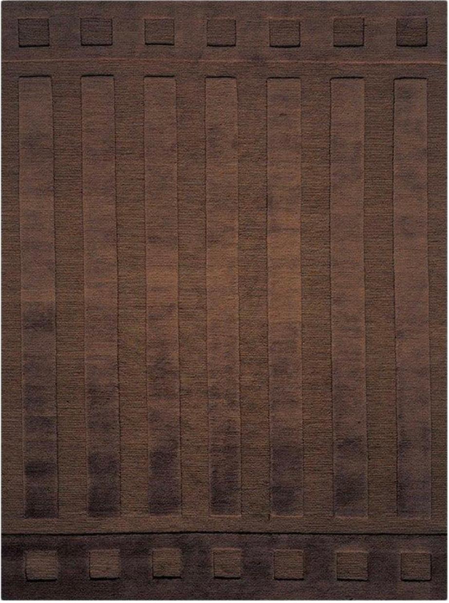Moderne Tapis de sol contemporain Brown, fait main en laine, 