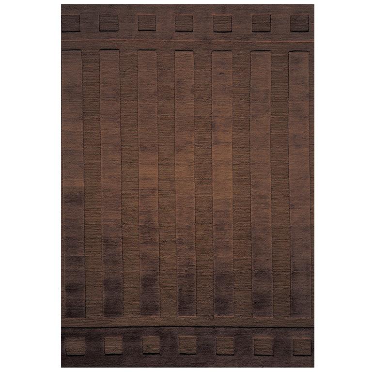 Nepalese Contemporary Area Rug Brown, Handmade of Wool, 