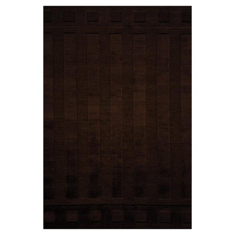 Contemporary Area Rug Brown, Handmade of Wool, "Corbu" Chocolate For Sale