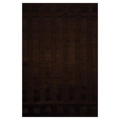 Tapis de sol contemporain Brown, fait main en laine, "Corbu" Chocolat