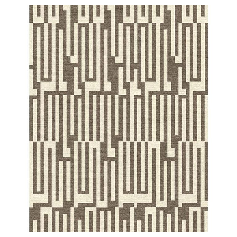 Contemporary Area Rug Camel Tone-Tone, Flat-Weave Handwoven Wool, "Alhambra" For Sale