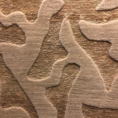 Contemporary Area Rug in Beige Ivory, Handmade of Wool & Hemp "Zang"