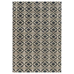 Contemporary Area Rug in Blue, Handmade of Silk, Wool & Hemp, "Envy"