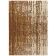 Contemporary Area Rug in Brown, Handmade of Silk and Wool