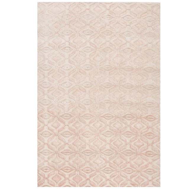 Contemporary Area Rug in Ivory, Cream, Beige Handmade of Silk, Wool ...