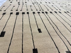 Contemporary Area Rug in Gold Mustard, Handmade of Silk Wool "Pieces"