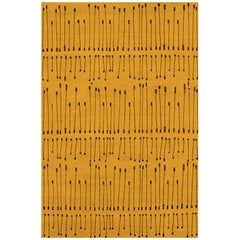 Tapis contemporain en moutarde doré, 20,3 cm x 25,4 cm  Fabriqué à la main en laine de soie « Pièces »