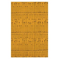 Tappeto contemporaneo in senape dorato, realizzato a mano con lana e seta "a pezzi".