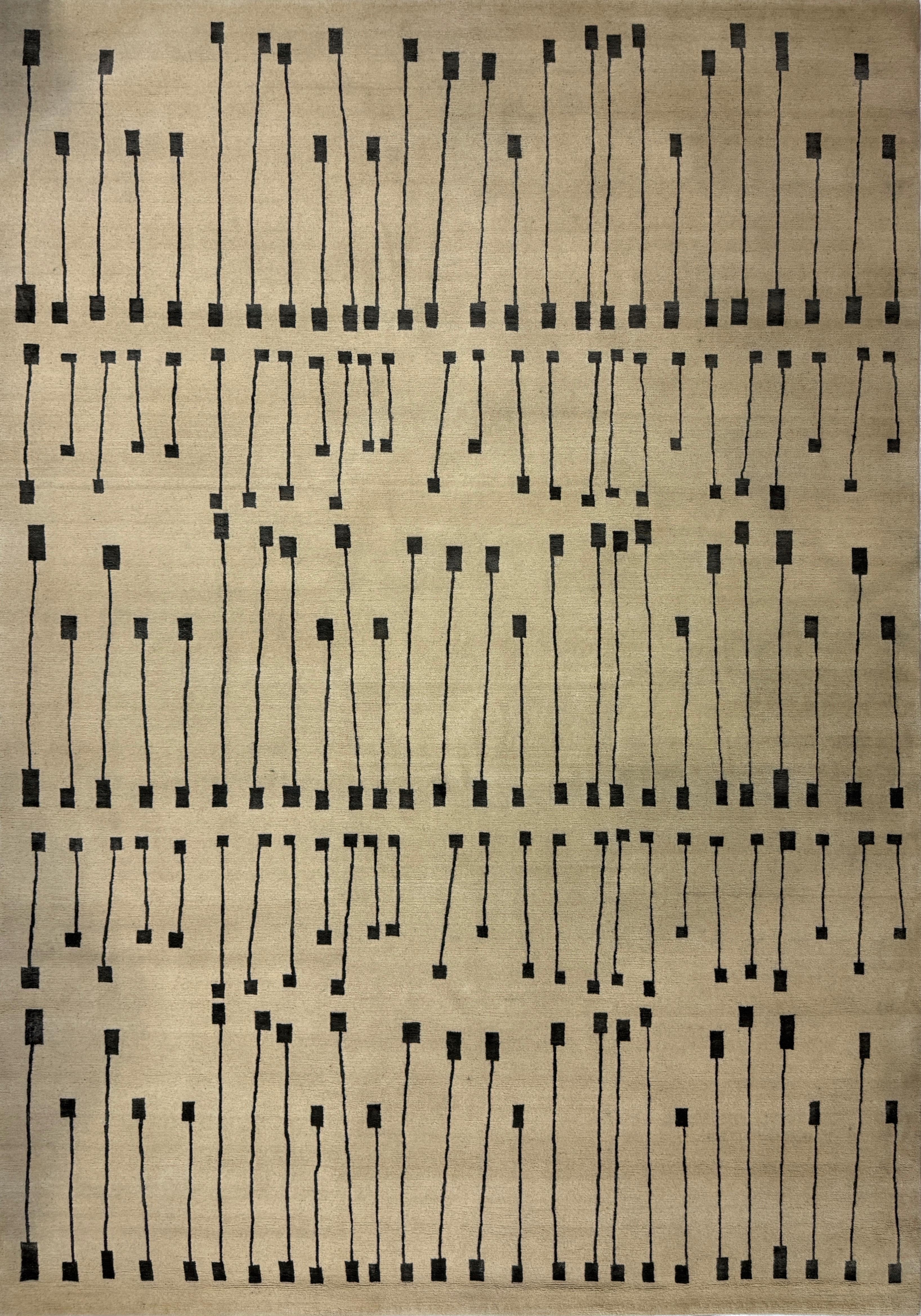 Tappeto contemporaneo in senape dorato, realizzato a mano con lana e seta "a pezzi".