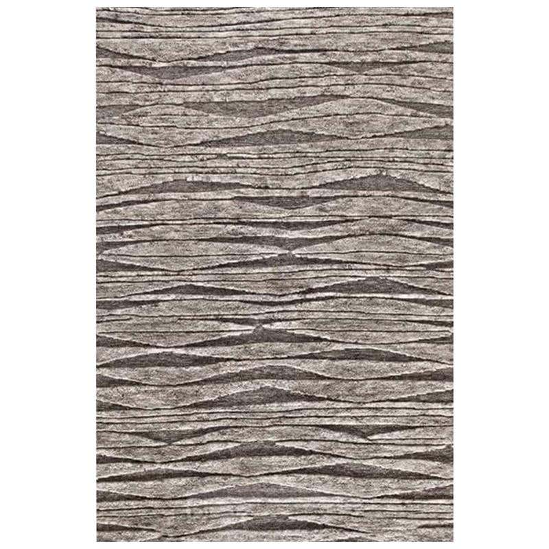 Contemporary Area Rug in Natural Brown, Handwoven, Wool,