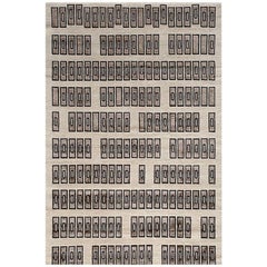 Contemporary Area Rug in Taupe Black Silver, Handmade of Silk Wool, "Deco Drive"
