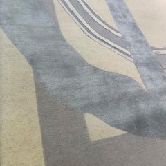 Contemporary Area Rug in Taupe Silver Grays, Handmade of Silk and Wool, "Roco"