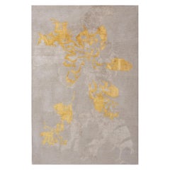 Tappeto contemporaneo in Taupe Yellow Gold, realizzato a mano in seta e lana "Shadow".