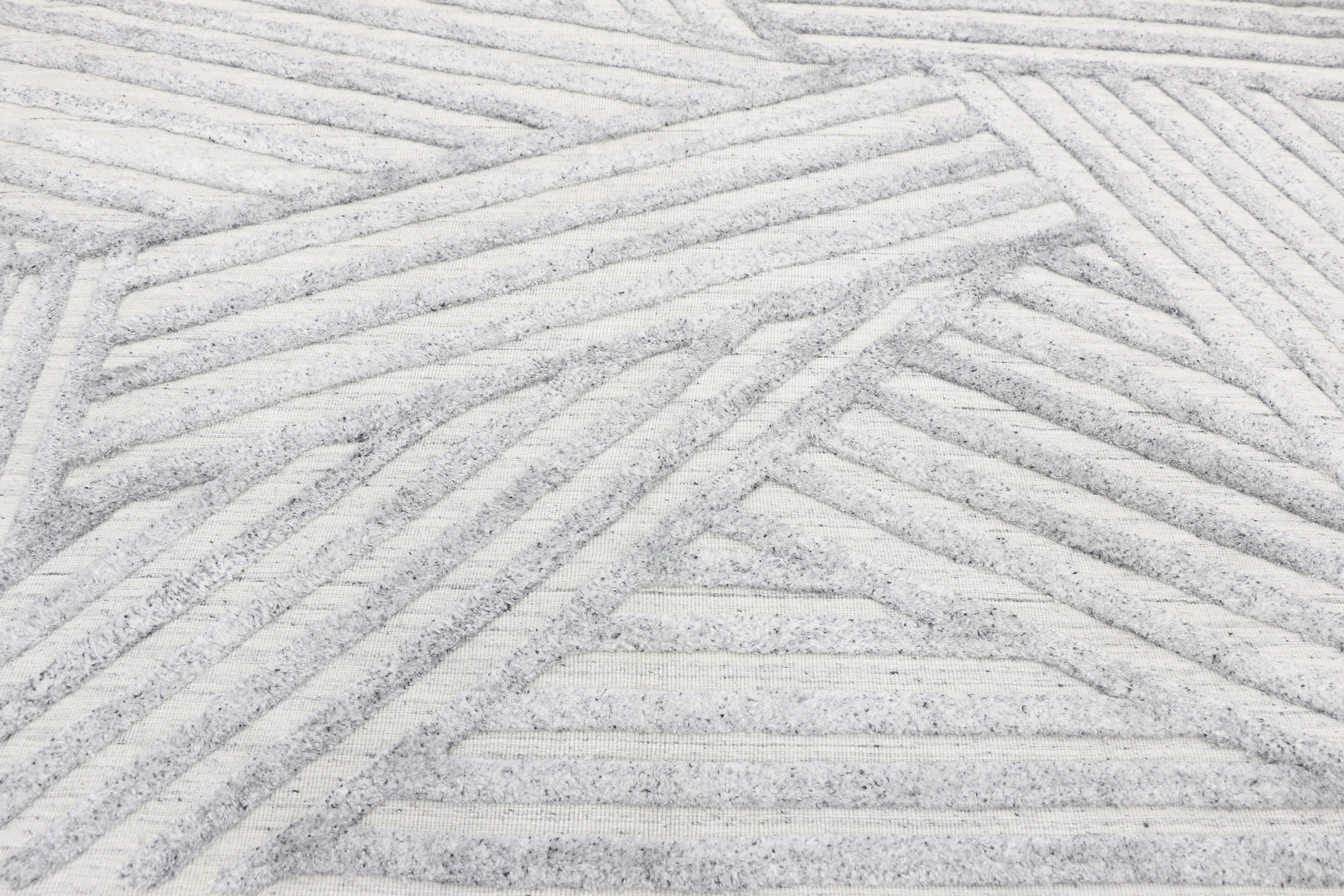 Zeitgenössischer Flächenteppich im Bauhaus-Stil:: Flächenteppich mit Textur (Sonstiges)