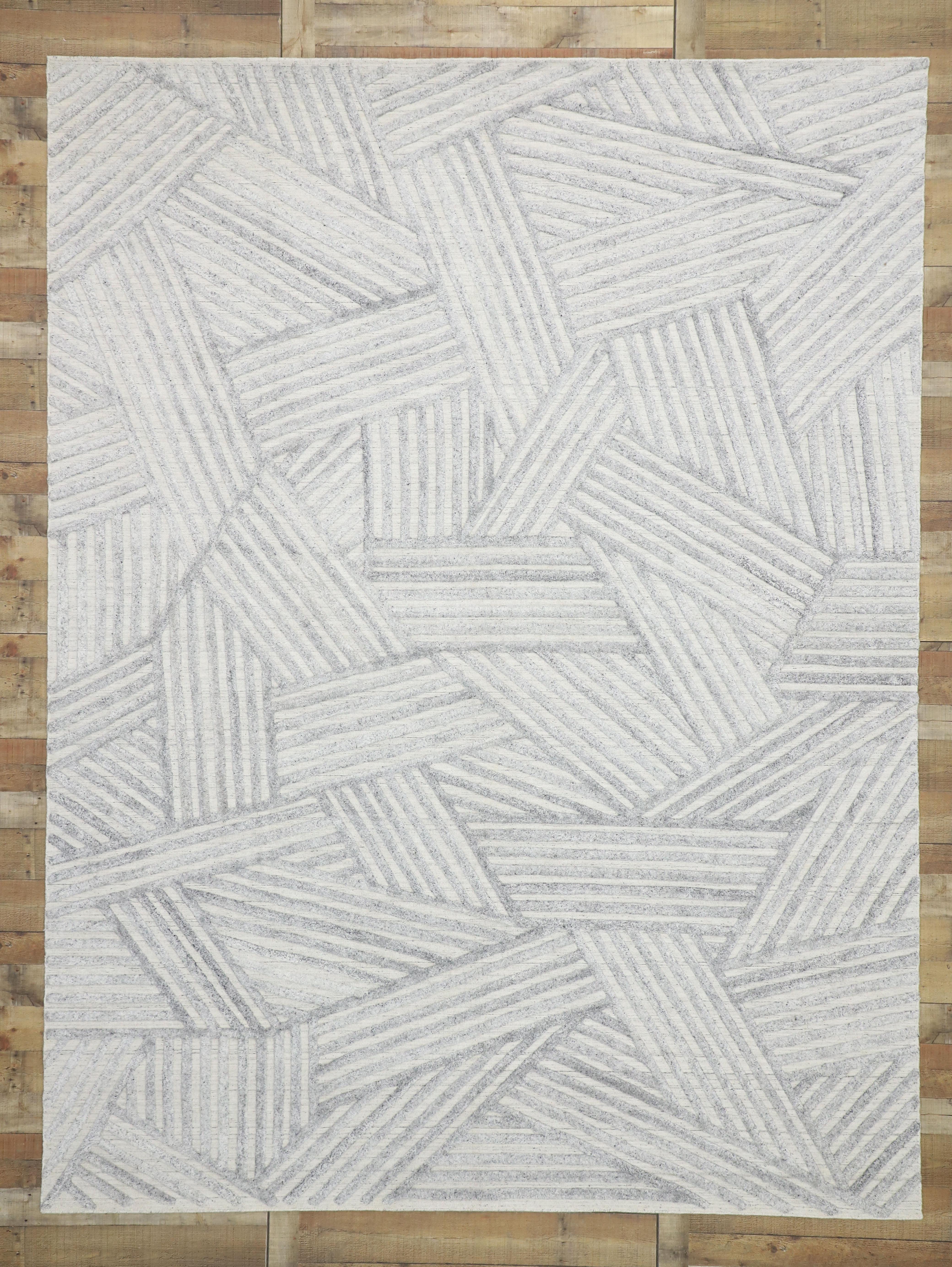 Zeitgenössischer Flächenteppich im Bauhaus-Stil:: Flächenteppich mit Textur 1