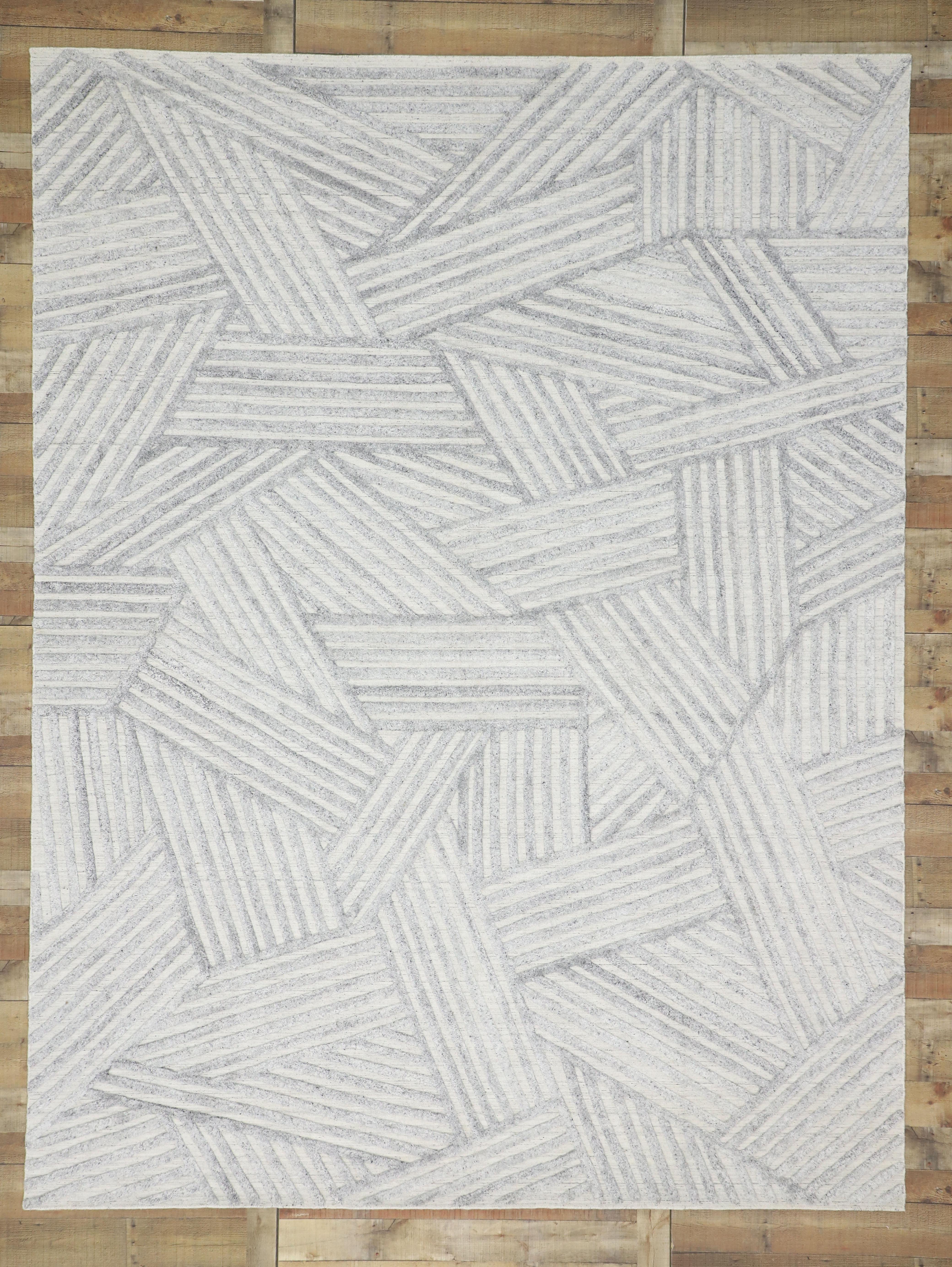 New Contemporary Gray Area Rug with Bauhaus Style, Texture Area Rug In New Condition In Dallas, TX