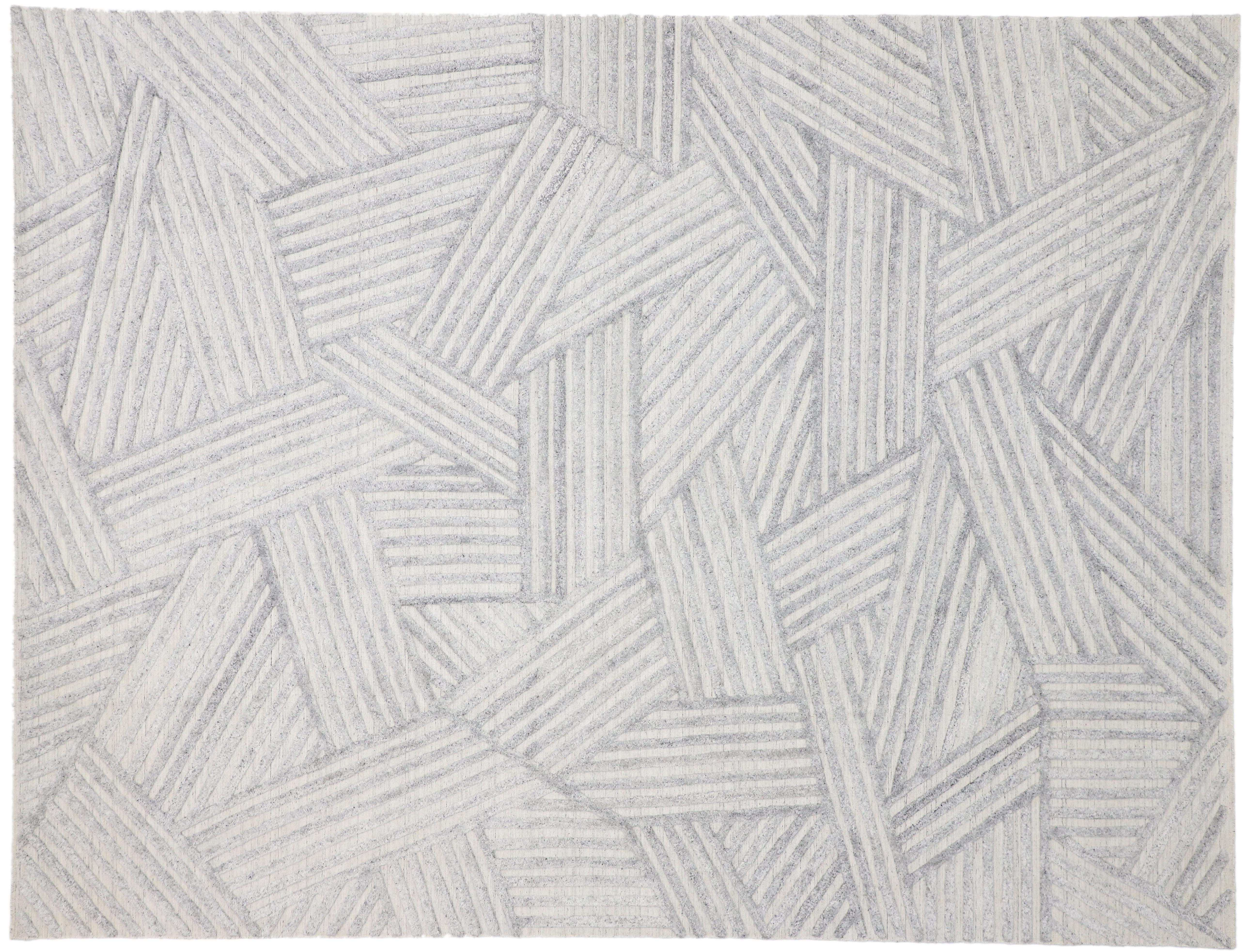 Zeitgenössischer Flächenteppich im Bauhaus-Stil:: Flächenteppich mit Textur 2