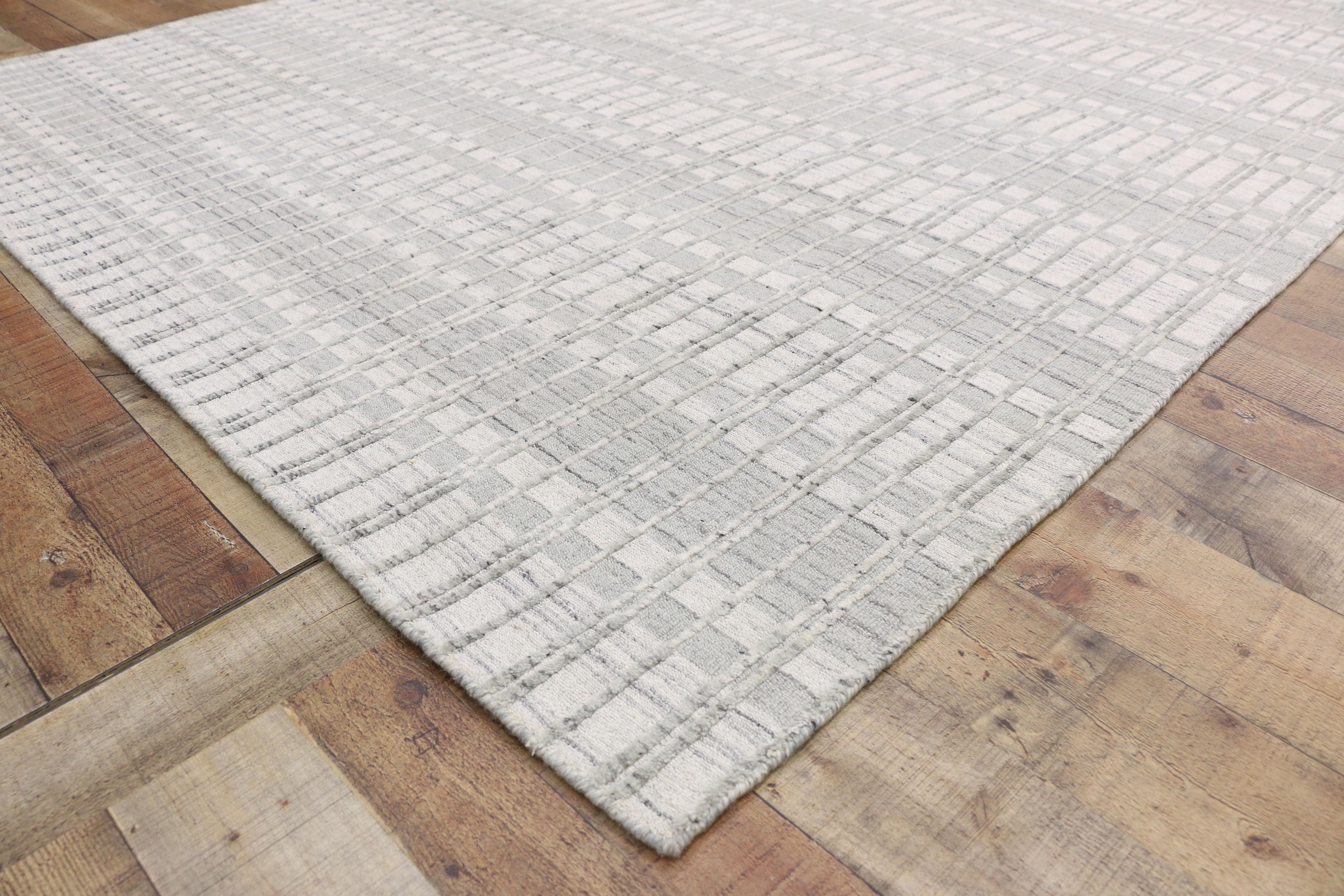 Wool Contemporary Area Rug with Scandinavian Modern Swedish Style