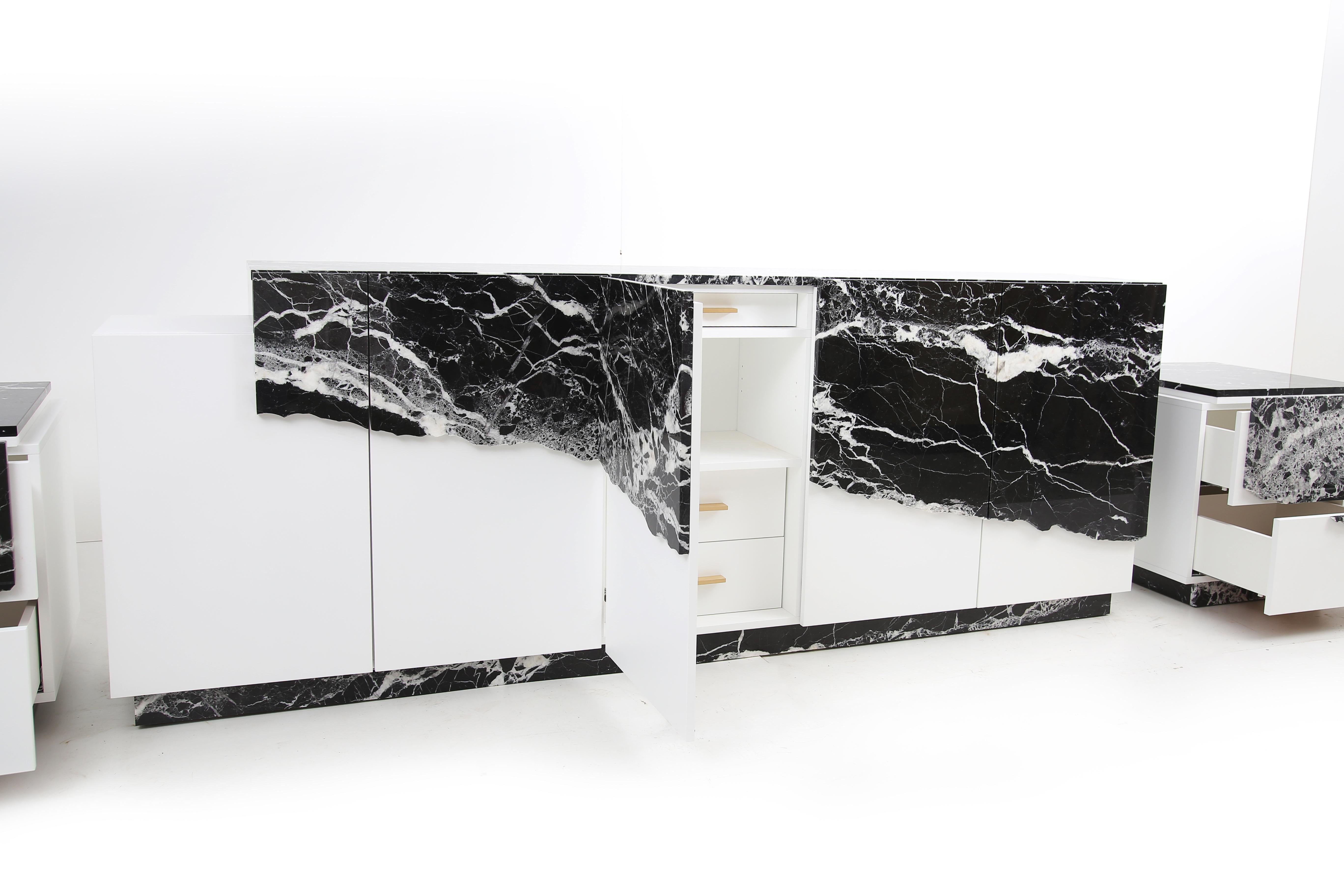 Contemporary Argentina Sideboard in Black Nero Marquina Marble by Railis For Sale 5
