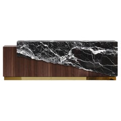 Contemporary Argentina Sideboard or Credenza in Marble, Walnut and Brass
