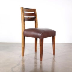 Chaise de salle à manger contemporaine en bois exotique et cuir par Costantini, Renzo - En stock