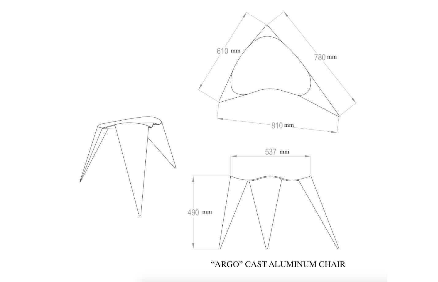 Contemporary, Argo, Chair in Handcrafted Aluminium For Sale 2