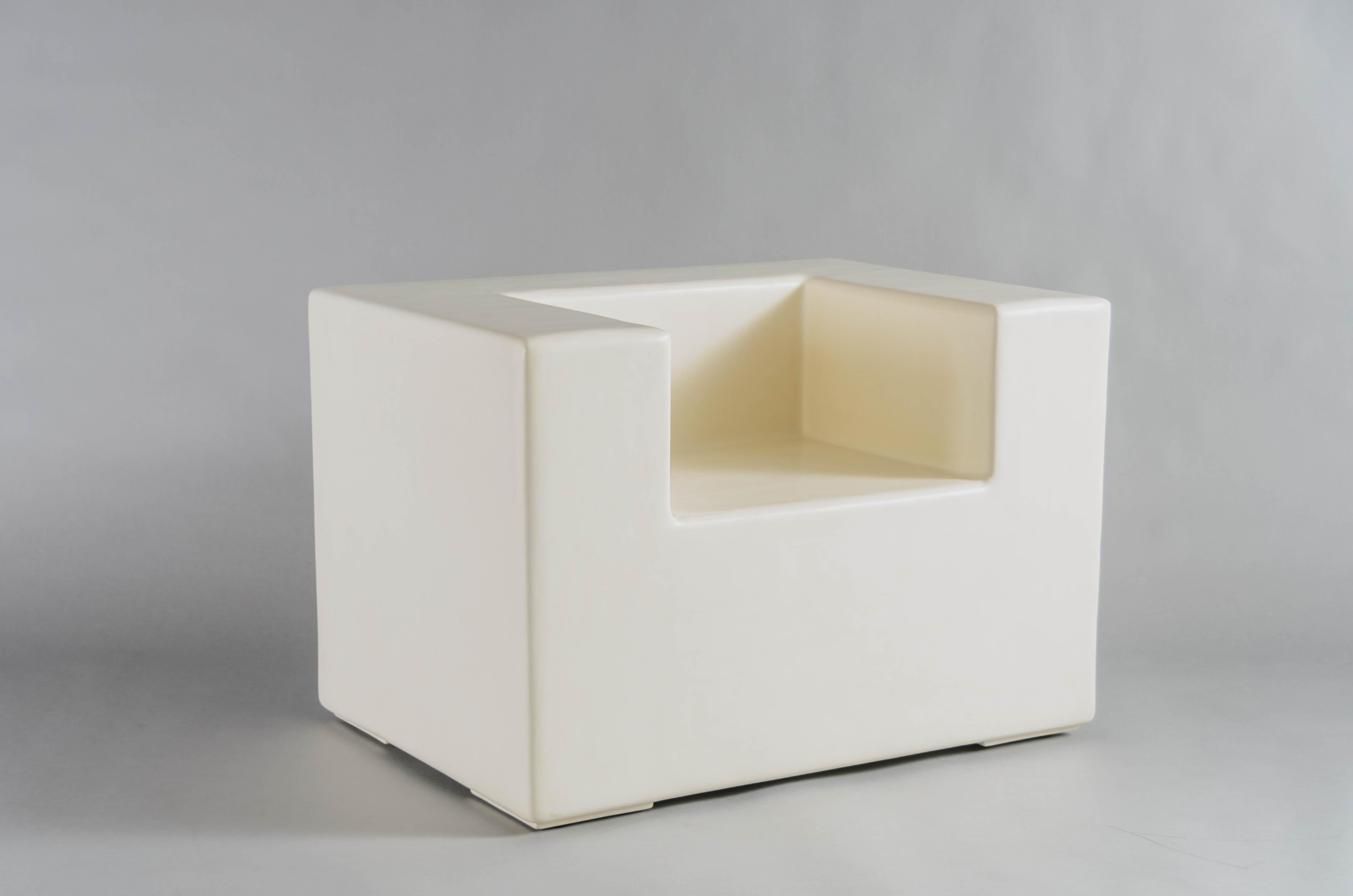 Hand-Crafted Contemporary Arm Rest Chair in Cream Lacquer by Robert Kuo, Limited Edition For Sale