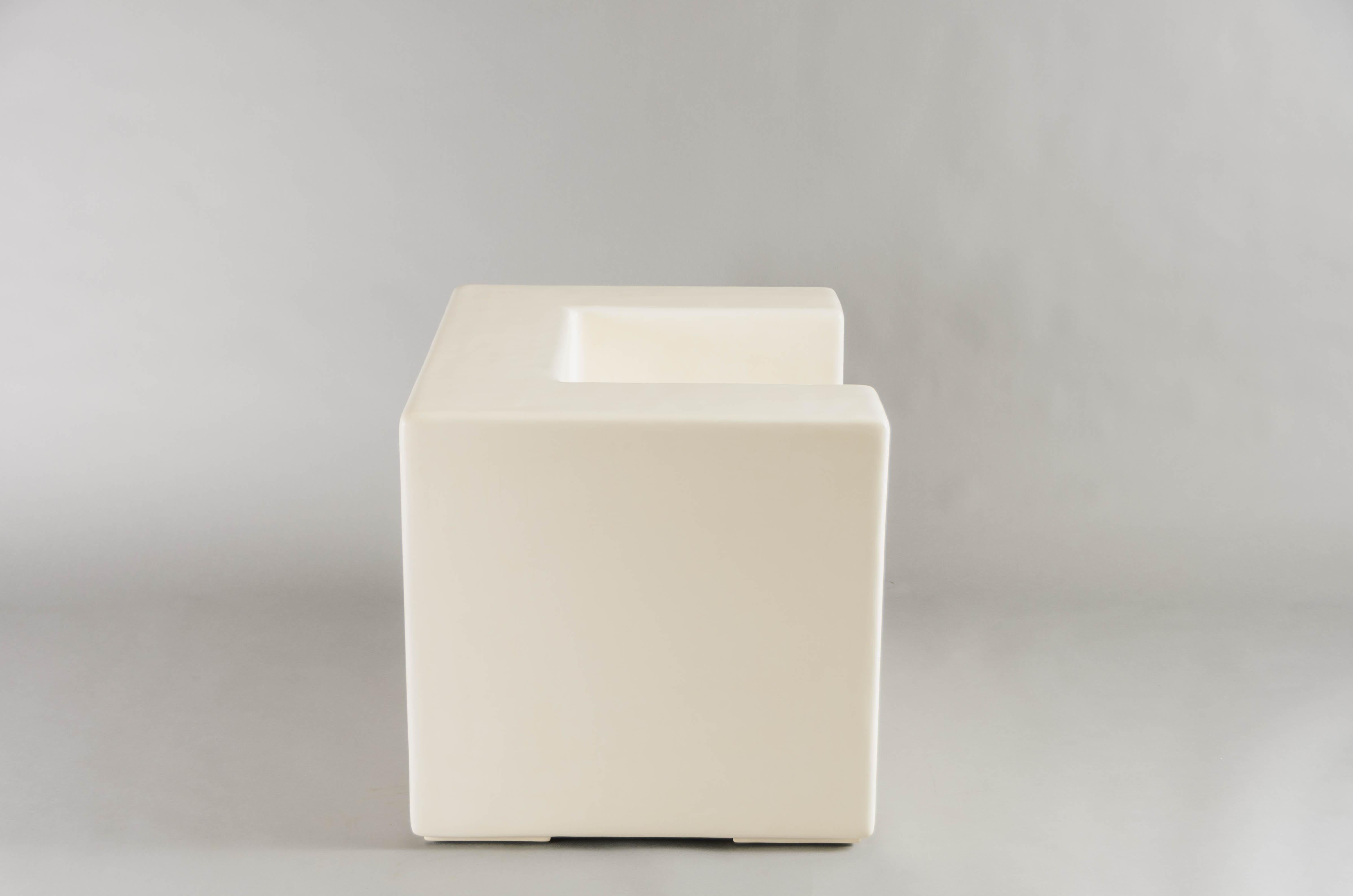 Metal Contemporary Arm Rest Chair in Cream Lacquer by Robert Kuo, Limited Edition For Sale